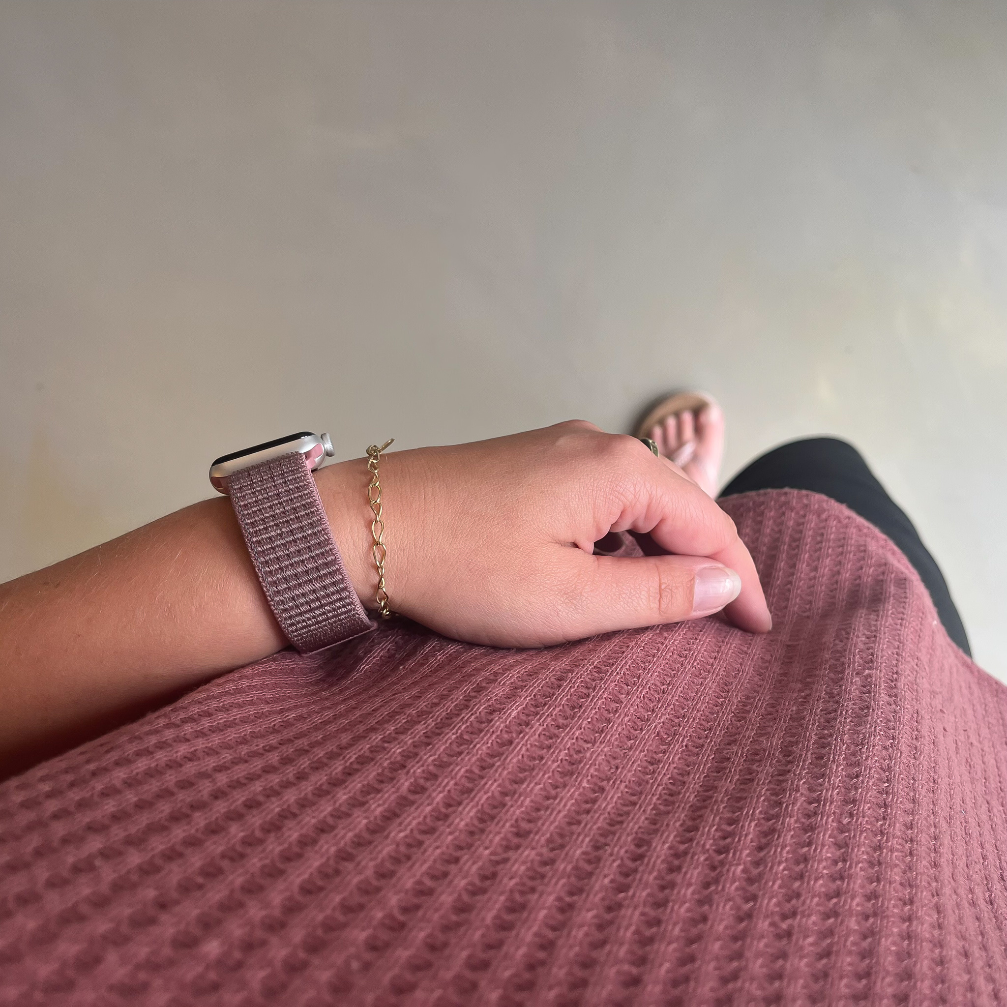 Bracelet boucle sport en nylon Apple Watch - mauve fumé