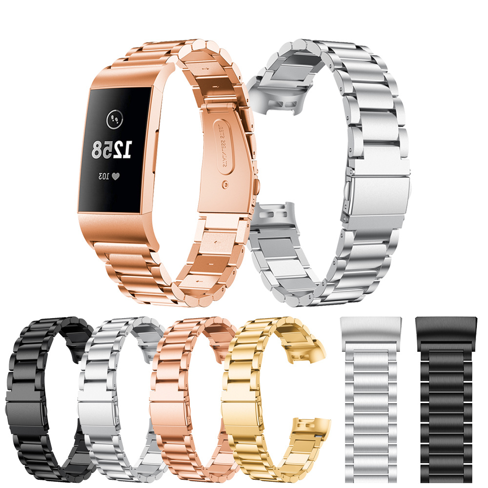 Bracelet acier perles Fitbit Charge 3 & 4 - or