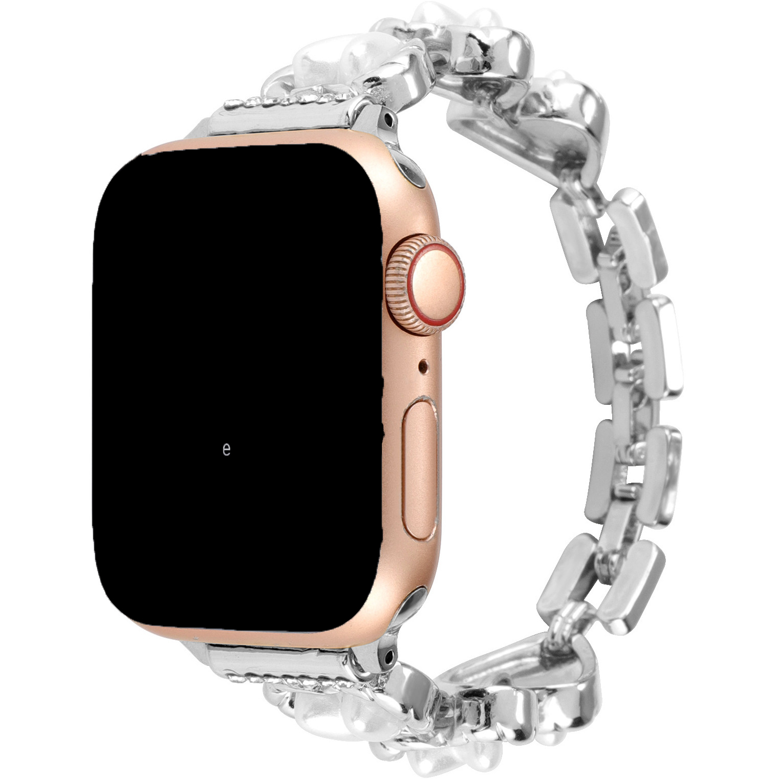 Bracelet à maillons en acier cœur Apple Watch - Demi argent