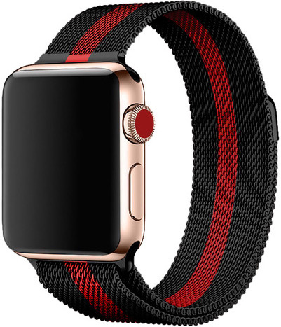 Bracelet milanais Apple Watch - rayée noir rouge