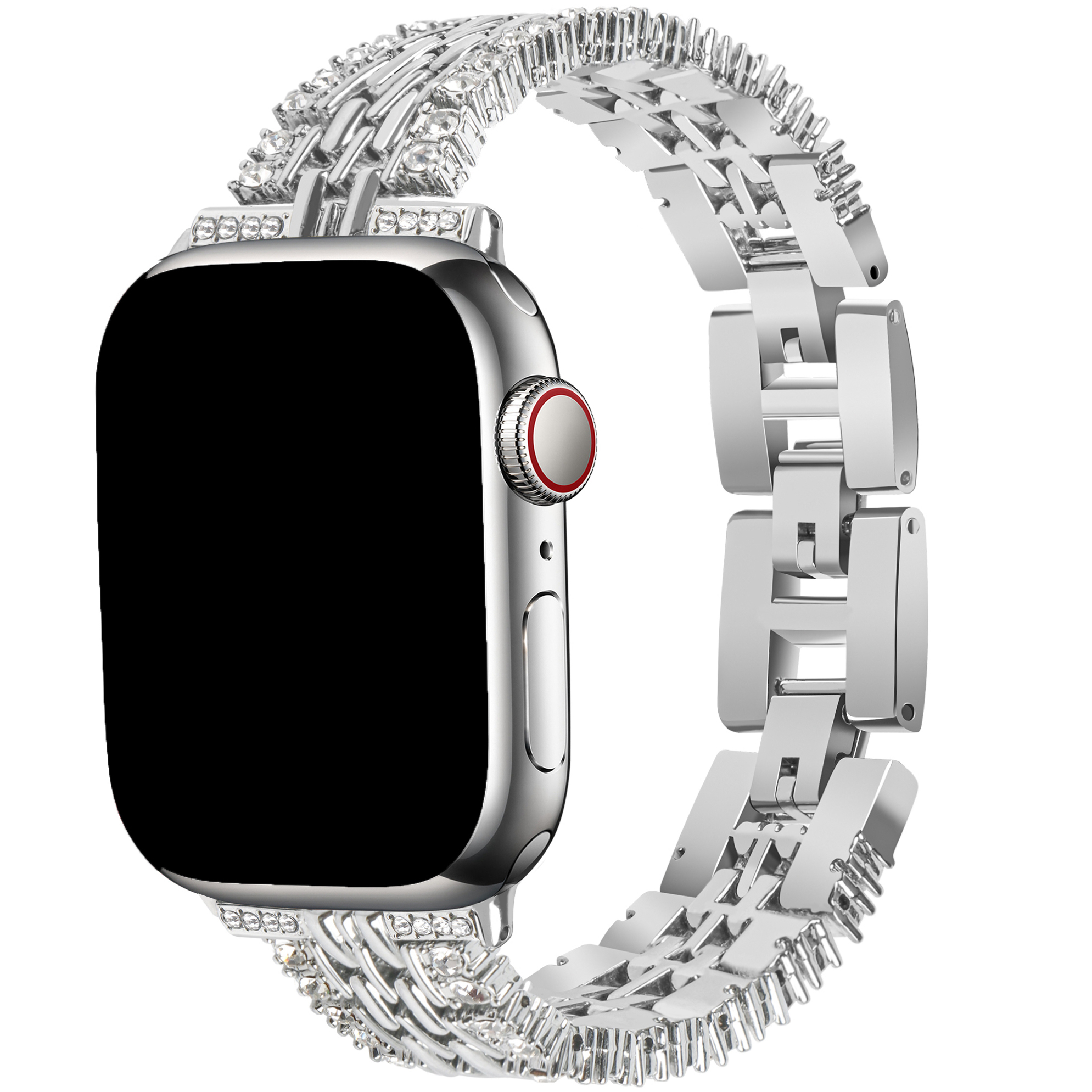 Bracelet acier en diamant Eline Apple Watch - argent