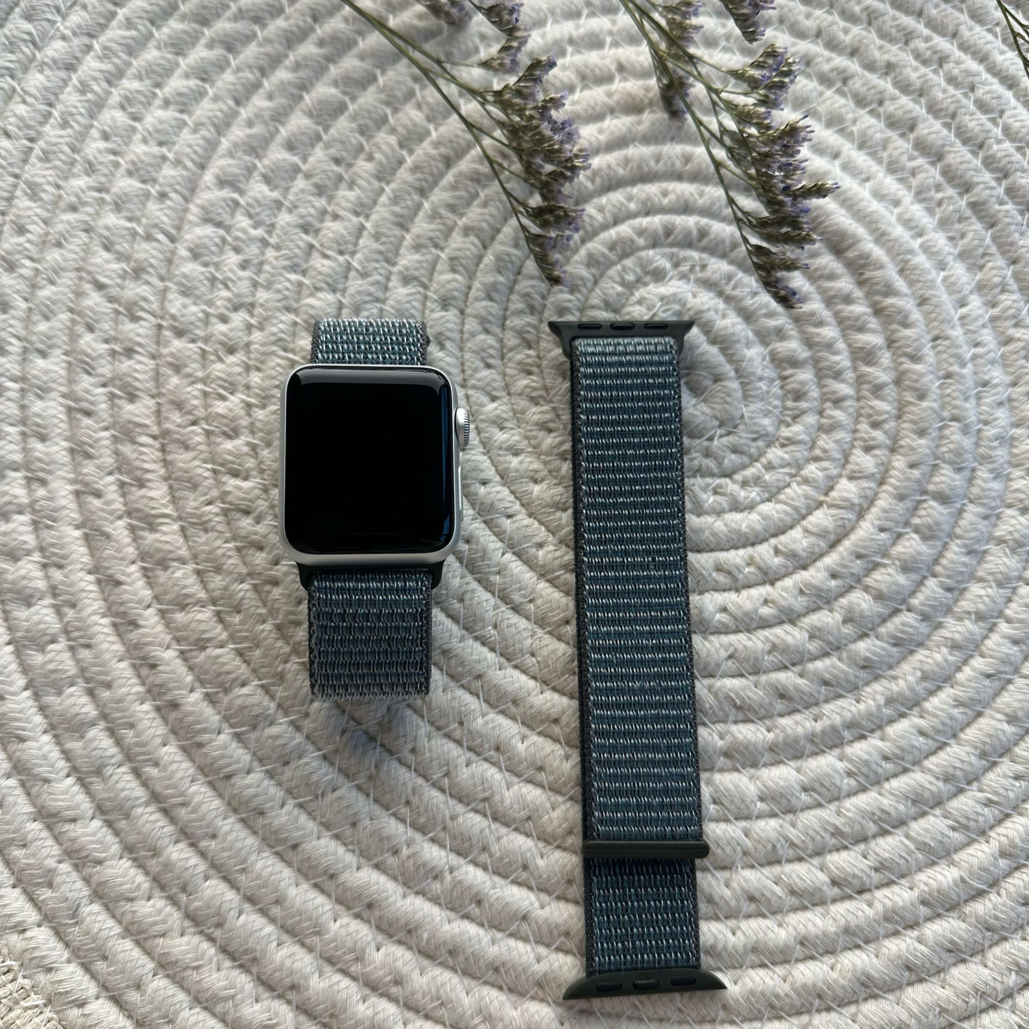 Bracelet boucle sport en nylon Apple Watch sportif - gris orageux