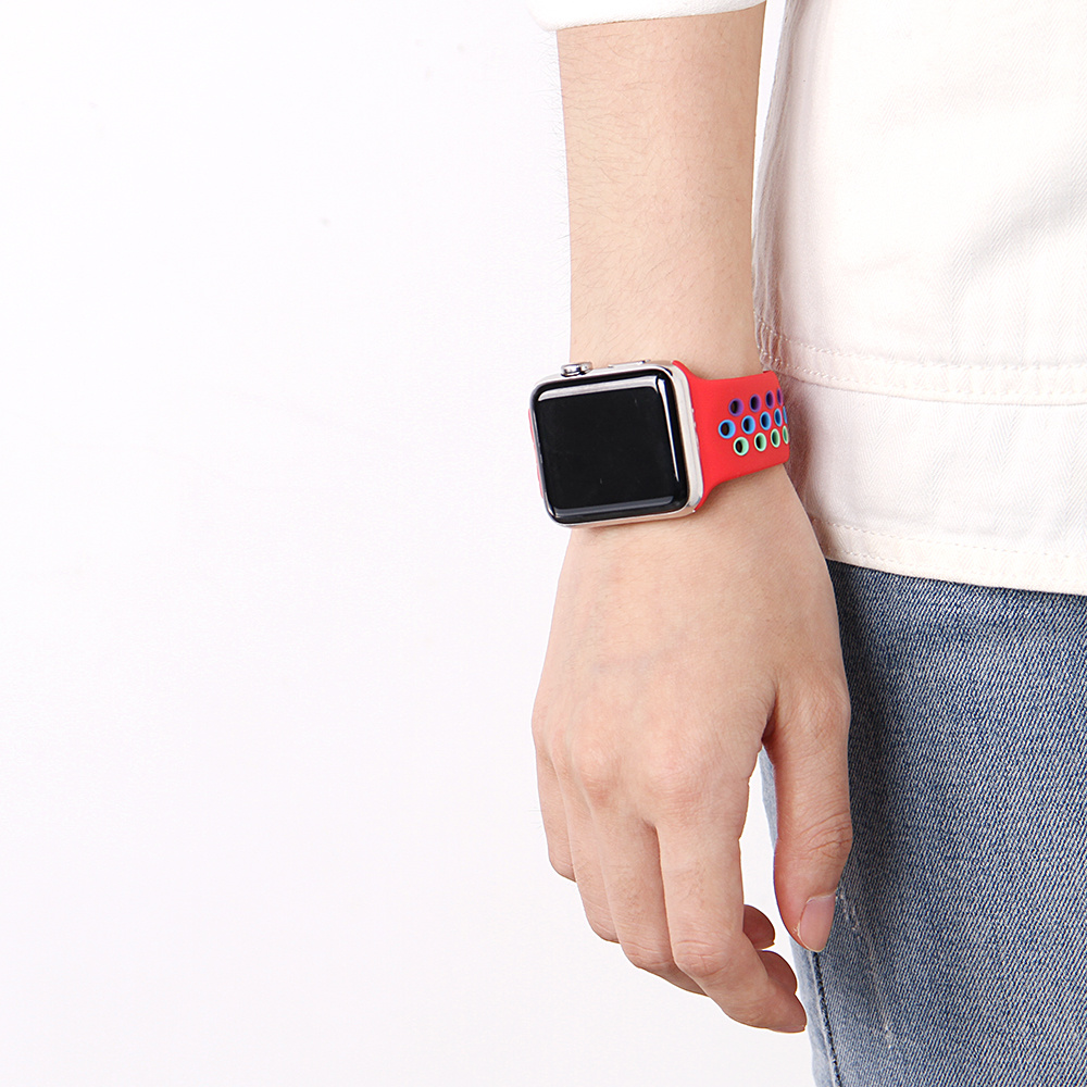 Bracelet sport double Apple Watch - rouge coloré