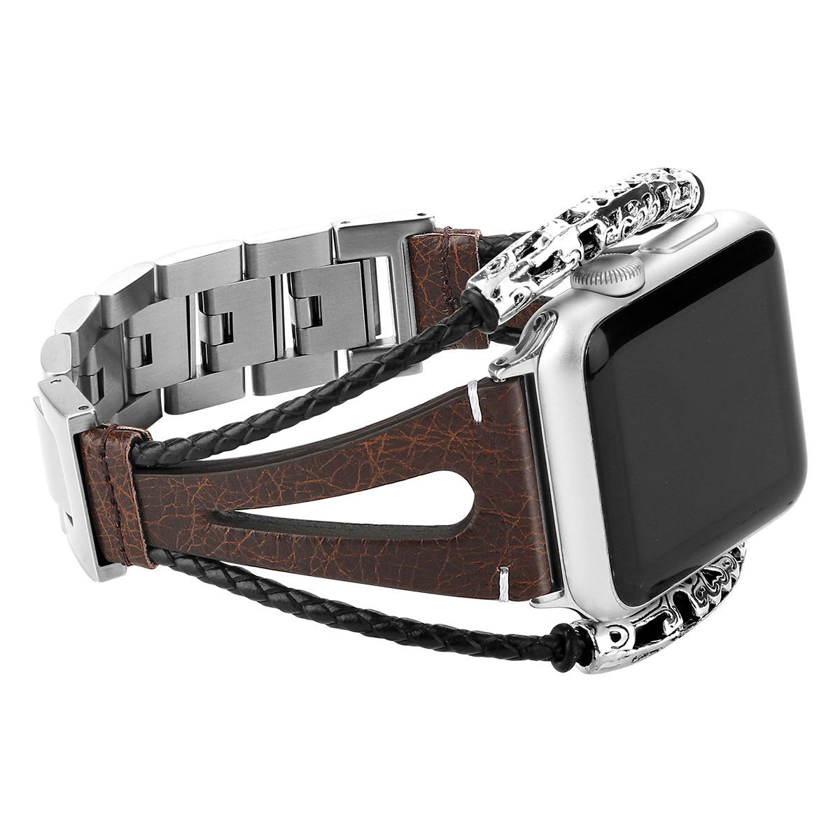 Bracelet en cuir bijoux robuste Apple Watch - marron foncé