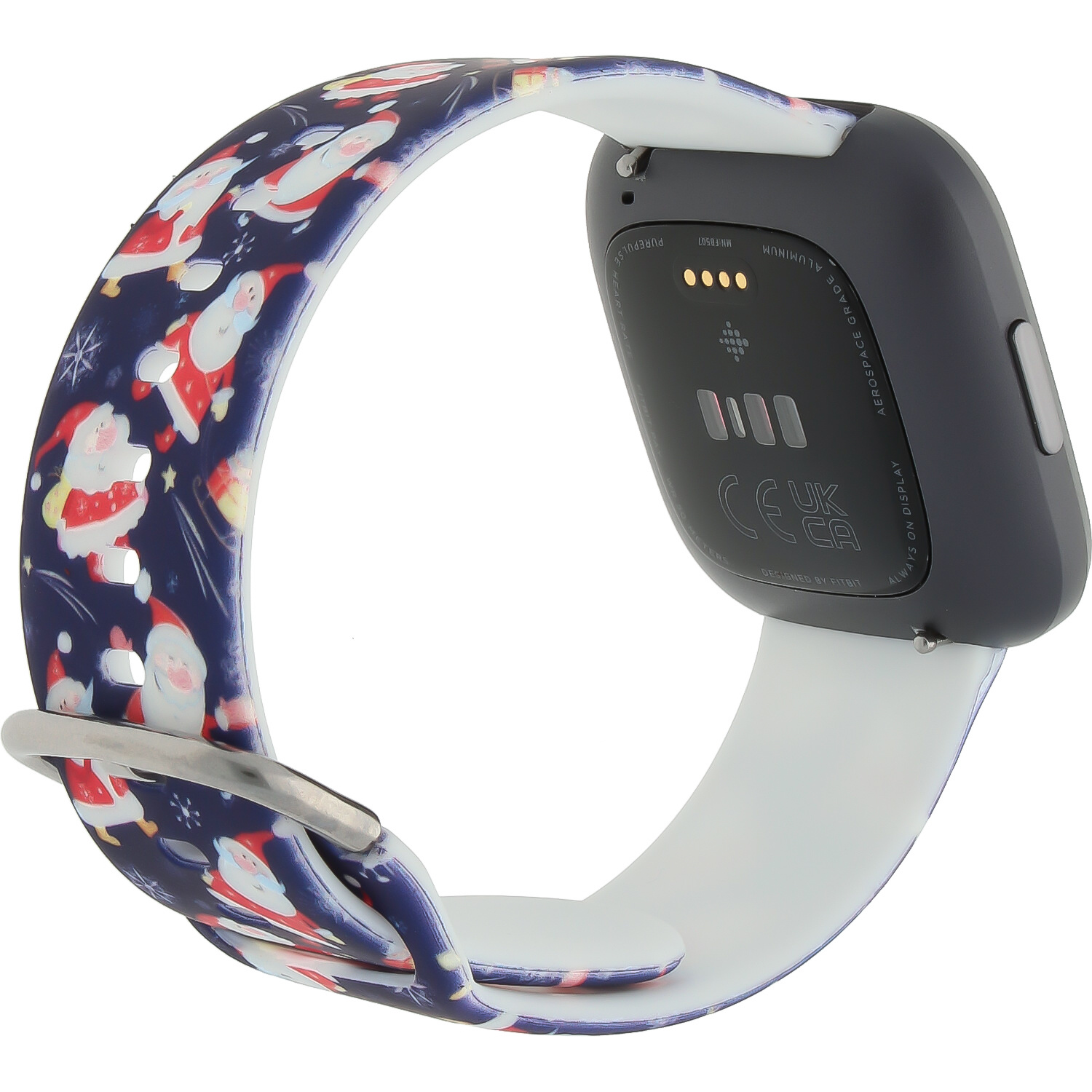 Bracelet sport imprimé Fitbit Versa - Père Noël bleu foncé