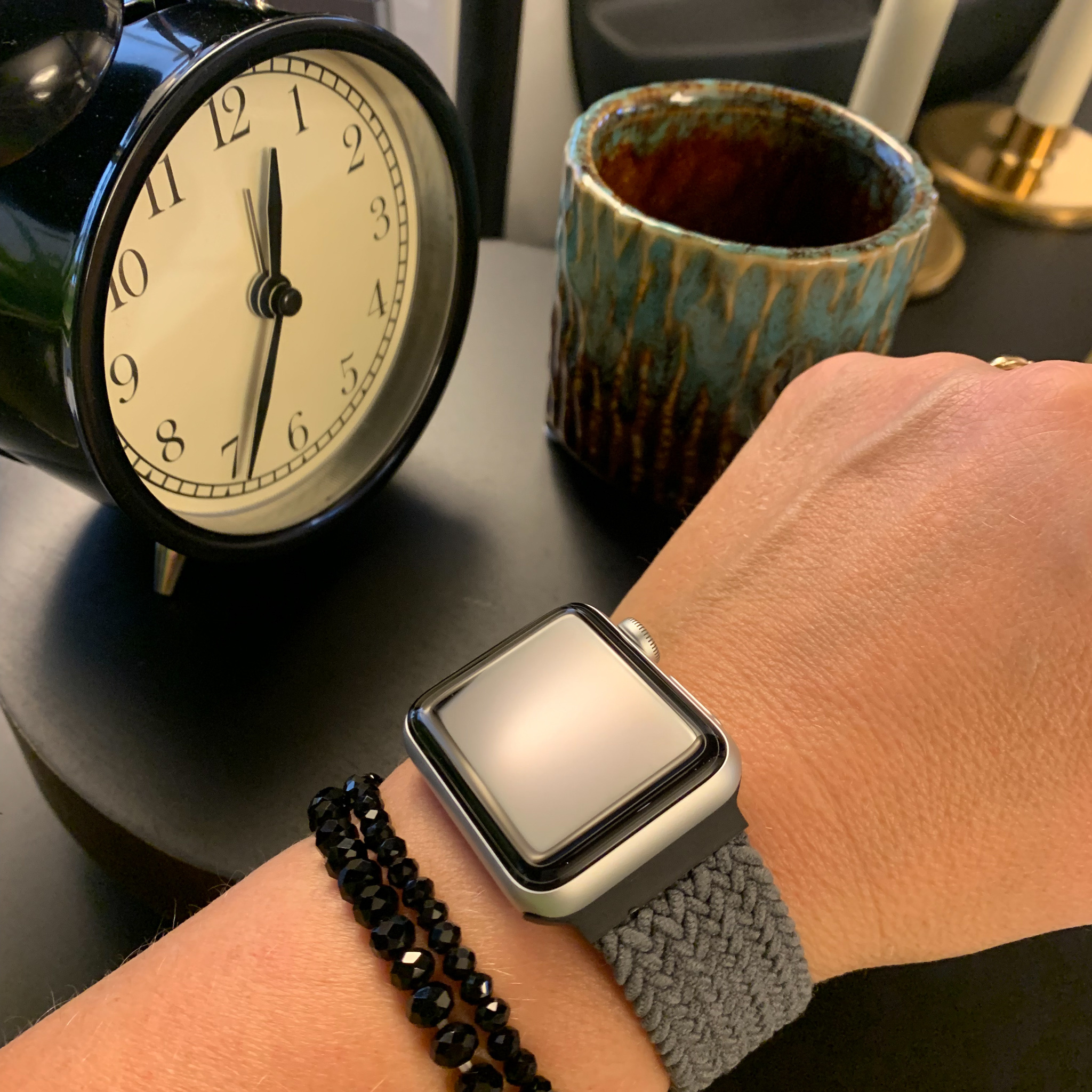 Bracelet nylon Boucle unique tressé Apple Watch - gris