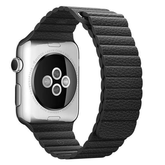Bracelet en cuir nervure Apple Watch - noir