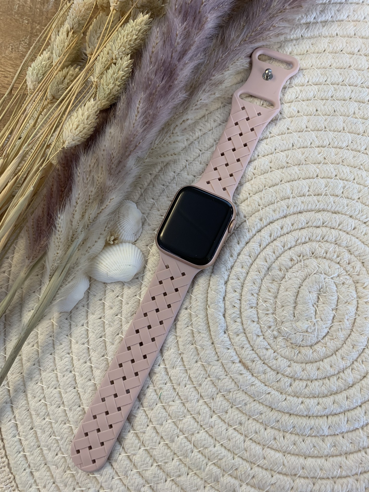 Bracelet sport tressé Apple Watch - sable rose