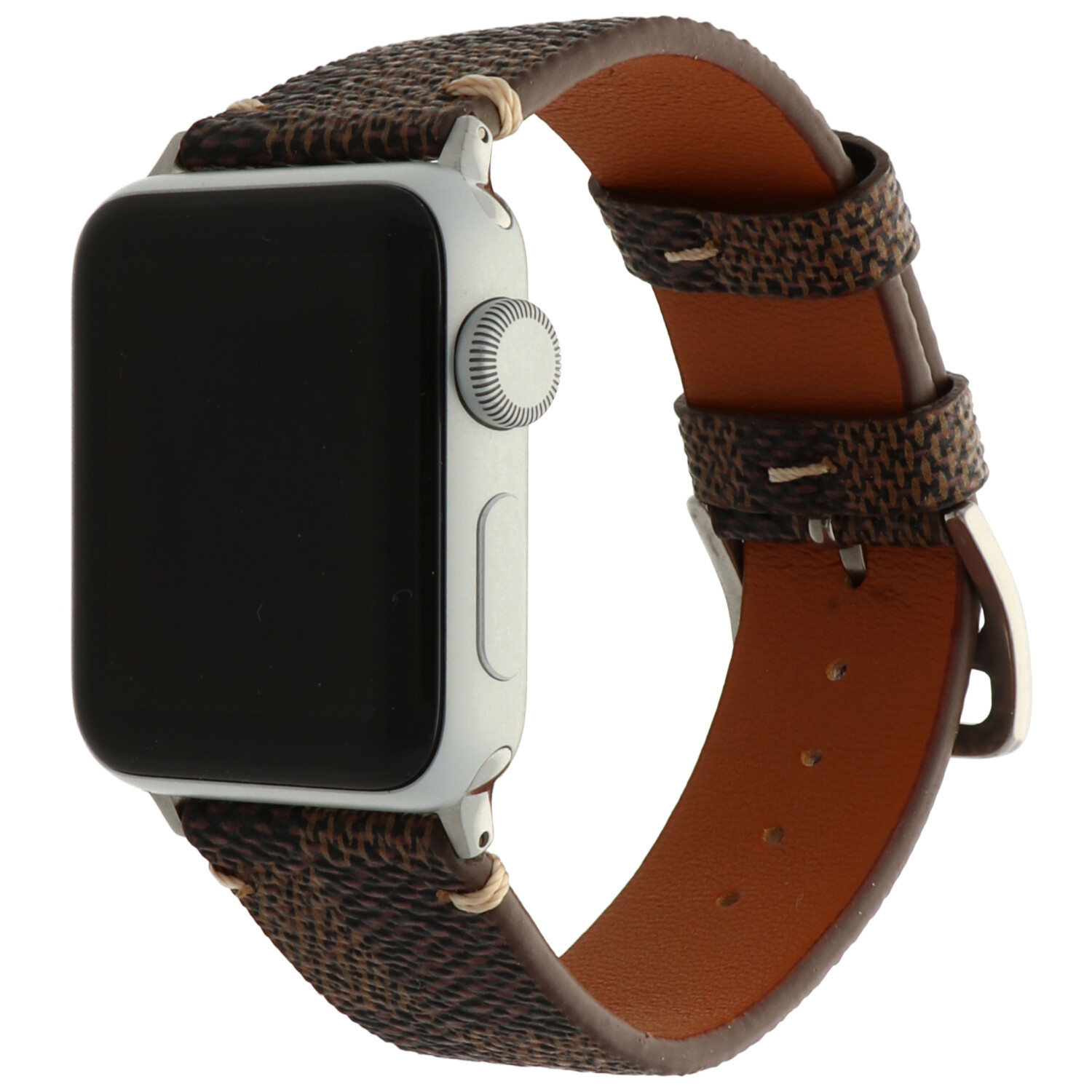 Bracelet quadrillé en cuir Apple Watch - blanc