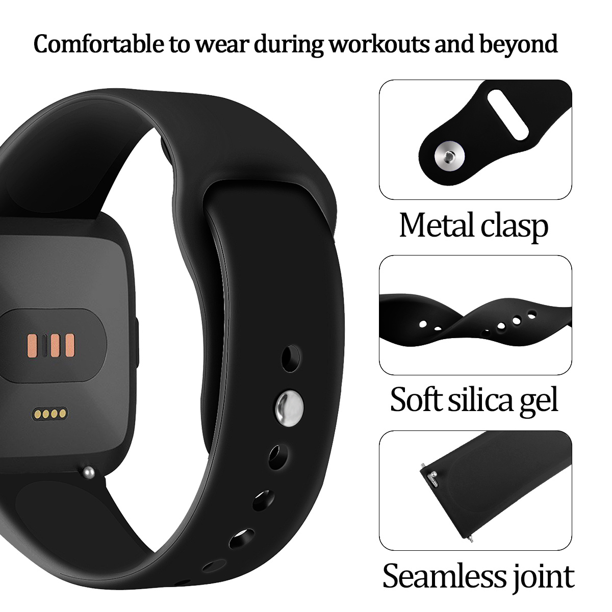 Bracelet sport en silicone Fitbit Versa - noir