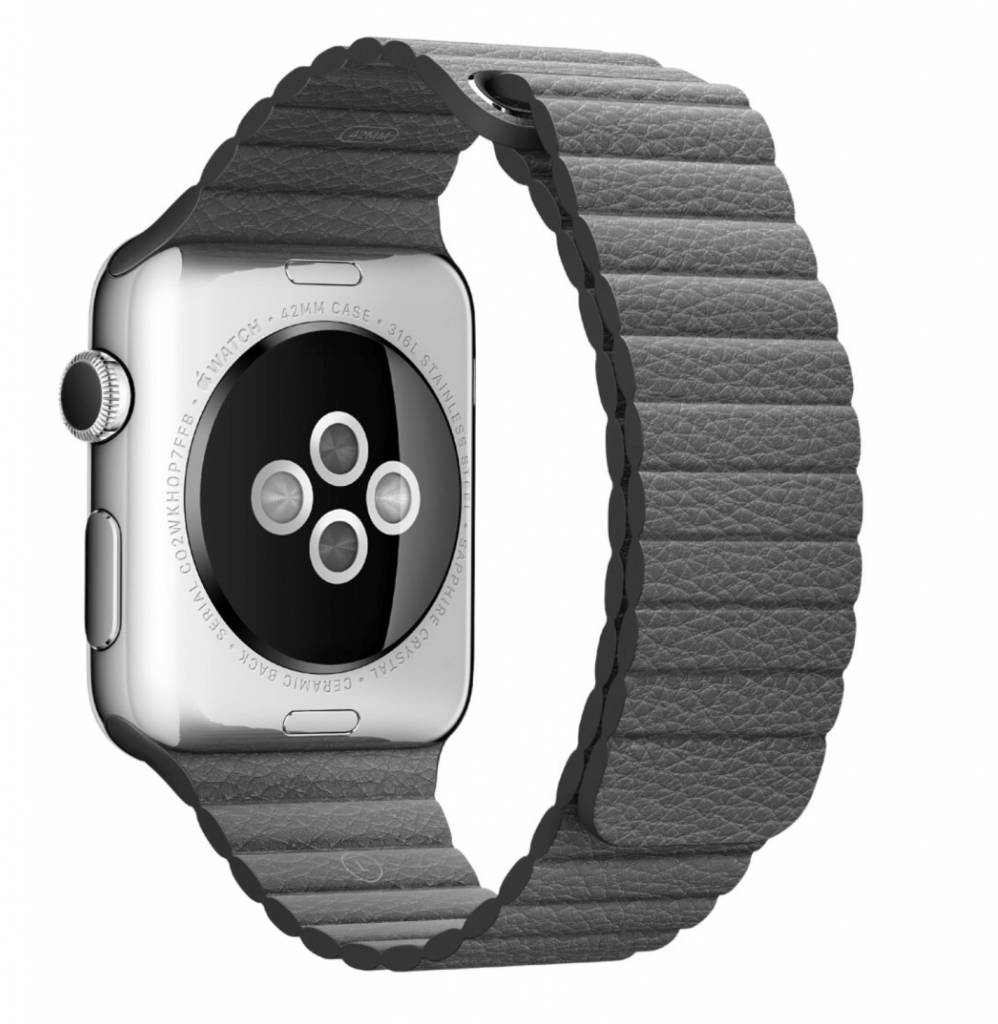 Bracelet en cuir nervure Apple Watch - gris