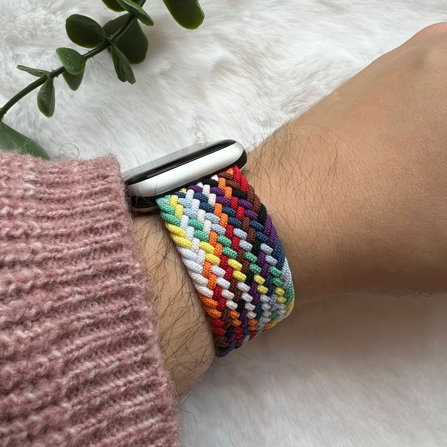 Bracelet nylon Boucle unique tressé Apple Watch - colorée et brillante