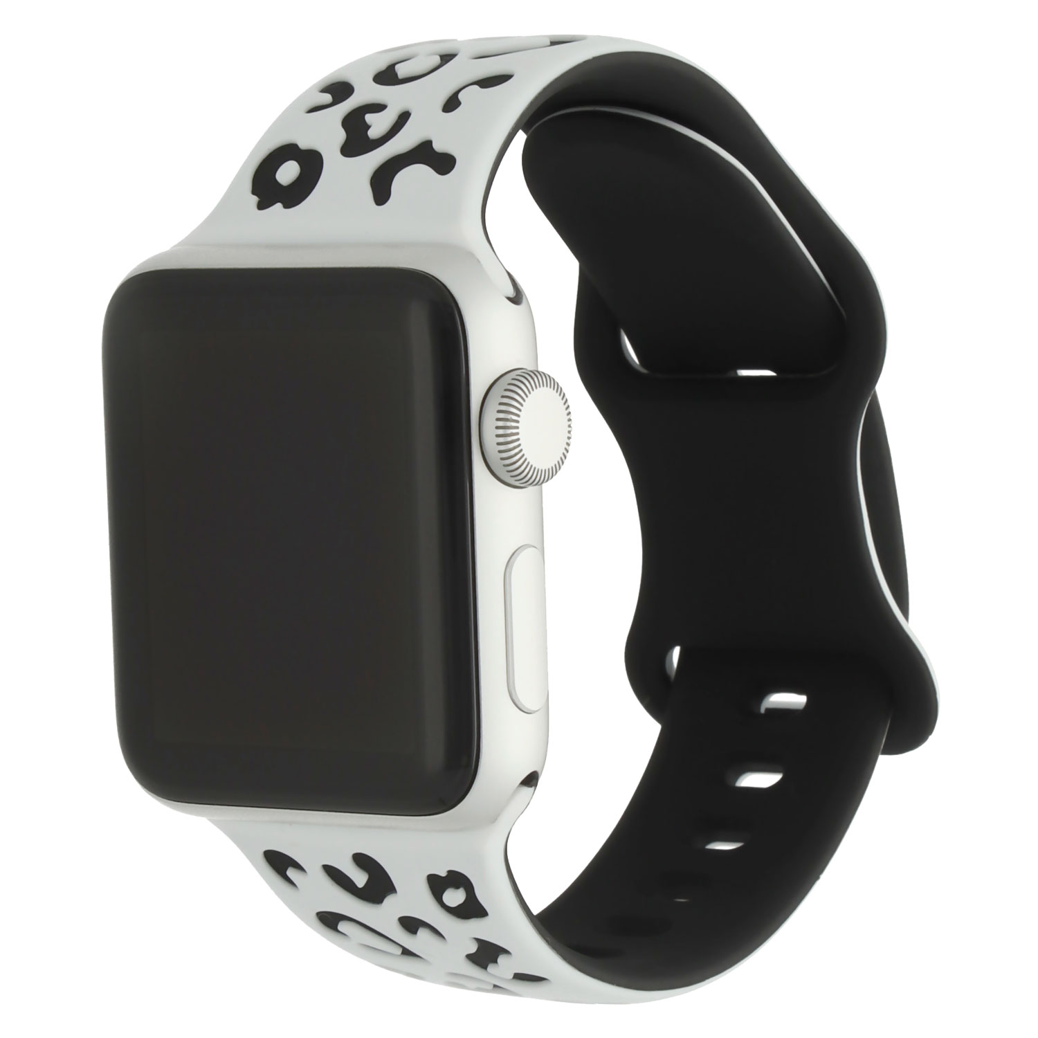 Bracelet silicone léopard wild Apple Watch - Blanc Noir