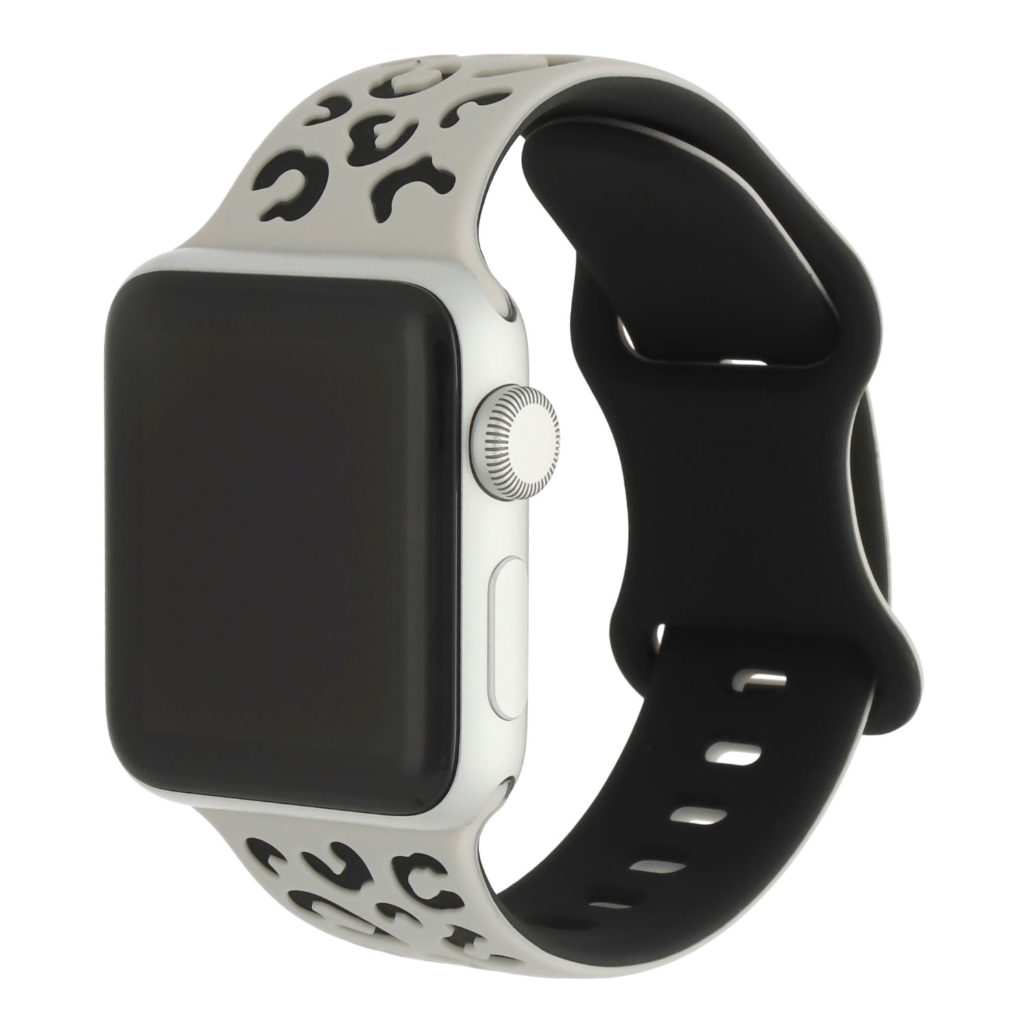 Bracelet silicone léopard wild Apple Watch - Noir Lumière stellaire