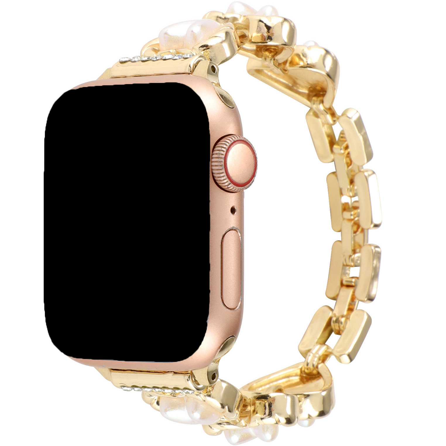 Bracelet à maillons en acier cœur Apple Watch - Demi or