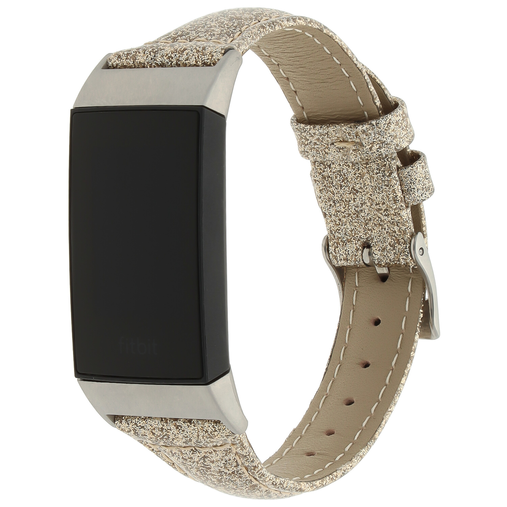 Bracelet paillettes en cuir Fitbit Charge 3 & 4 - or