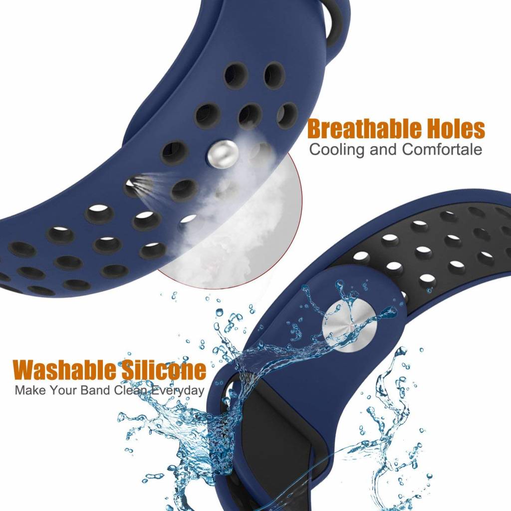 Bracelet sport double Fitbit Charge 3 & 4 - bleu foncé noir