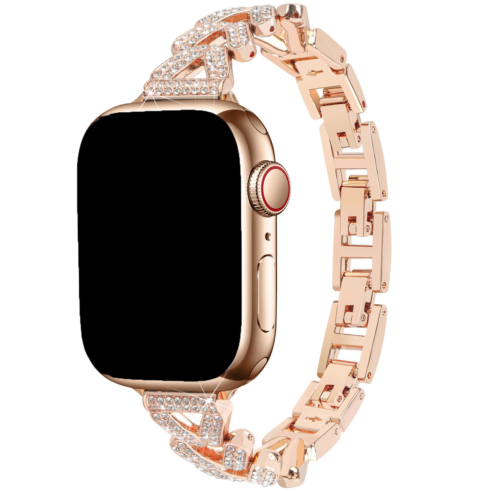 Bracelet à maillons en acier cœur Apple Watch - Faye or rose
