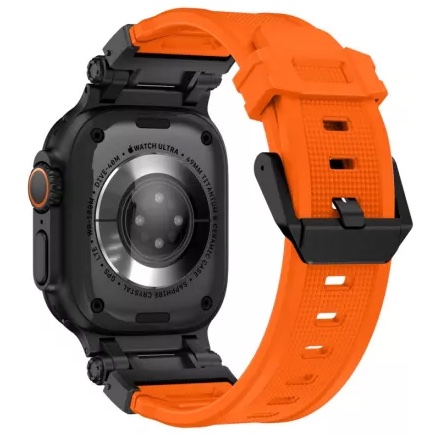 Bracelet robuste en silicone Robust Apple Watch - Orange Noir