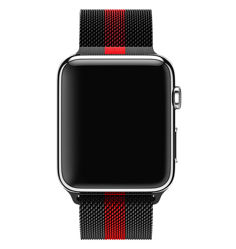 Bracelet milanais Apple Watch - rayée noir rouge