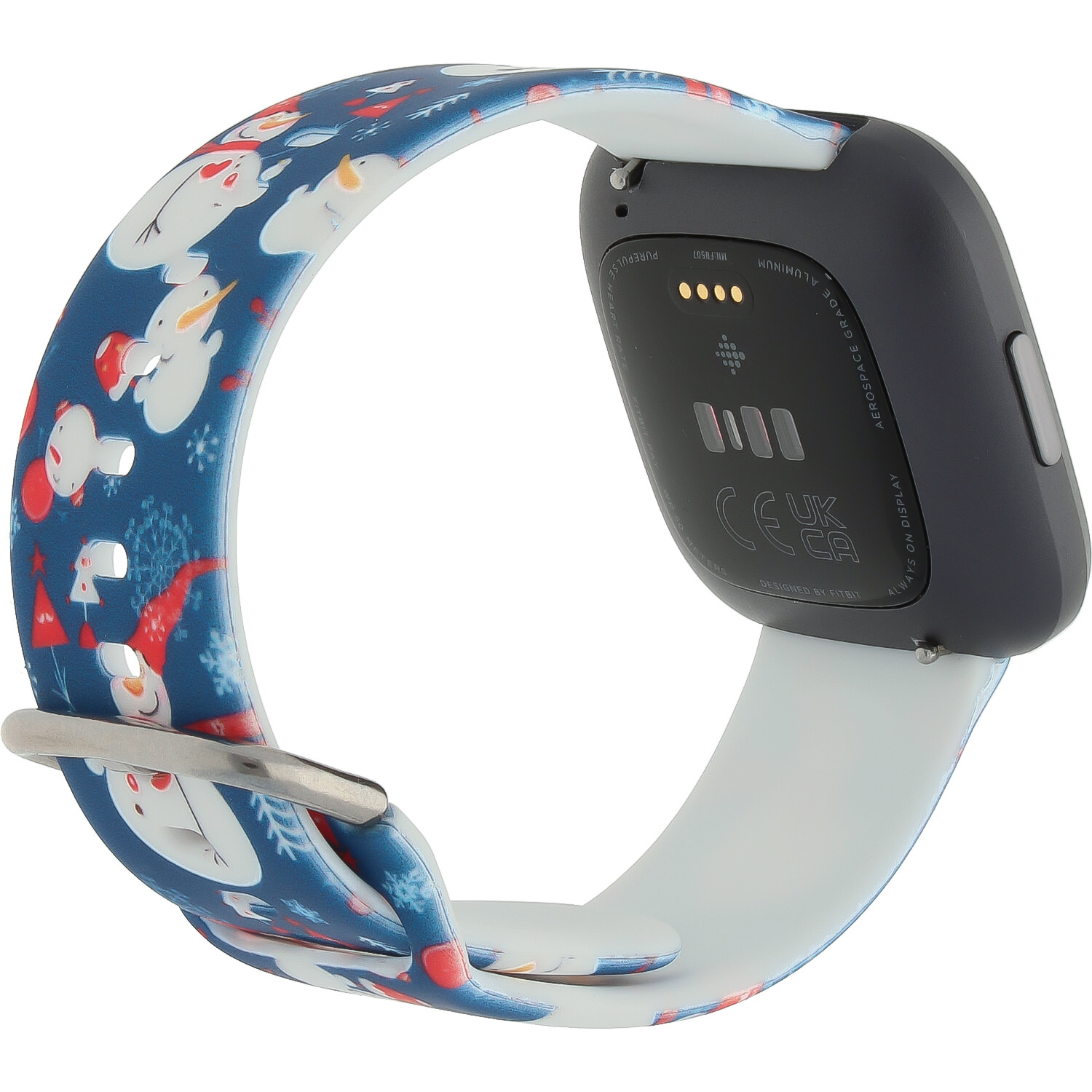 Bracelet sport imprimé Fitbit Versa - Bonhomme de neige de Noël bleu