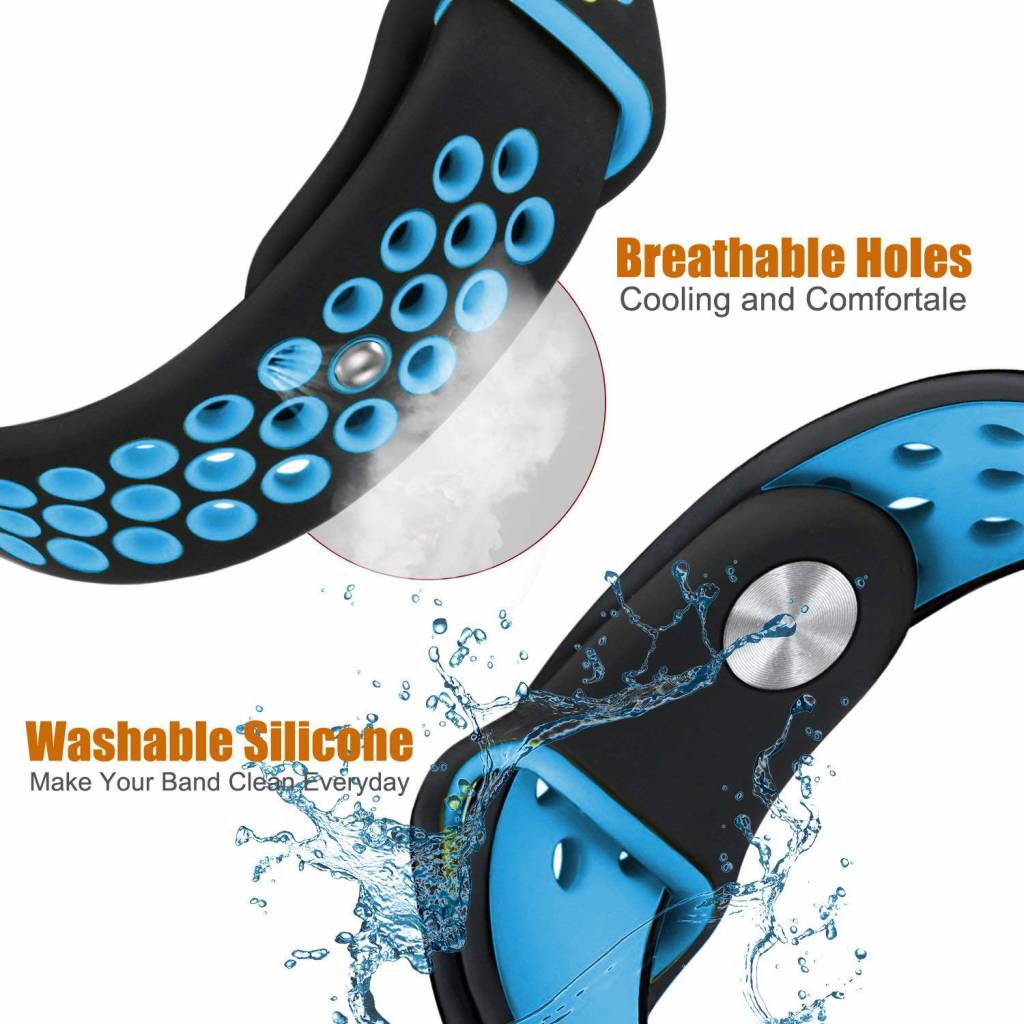 Bracelet sport double Fitbit Charge 3 & 4 - noir bleu