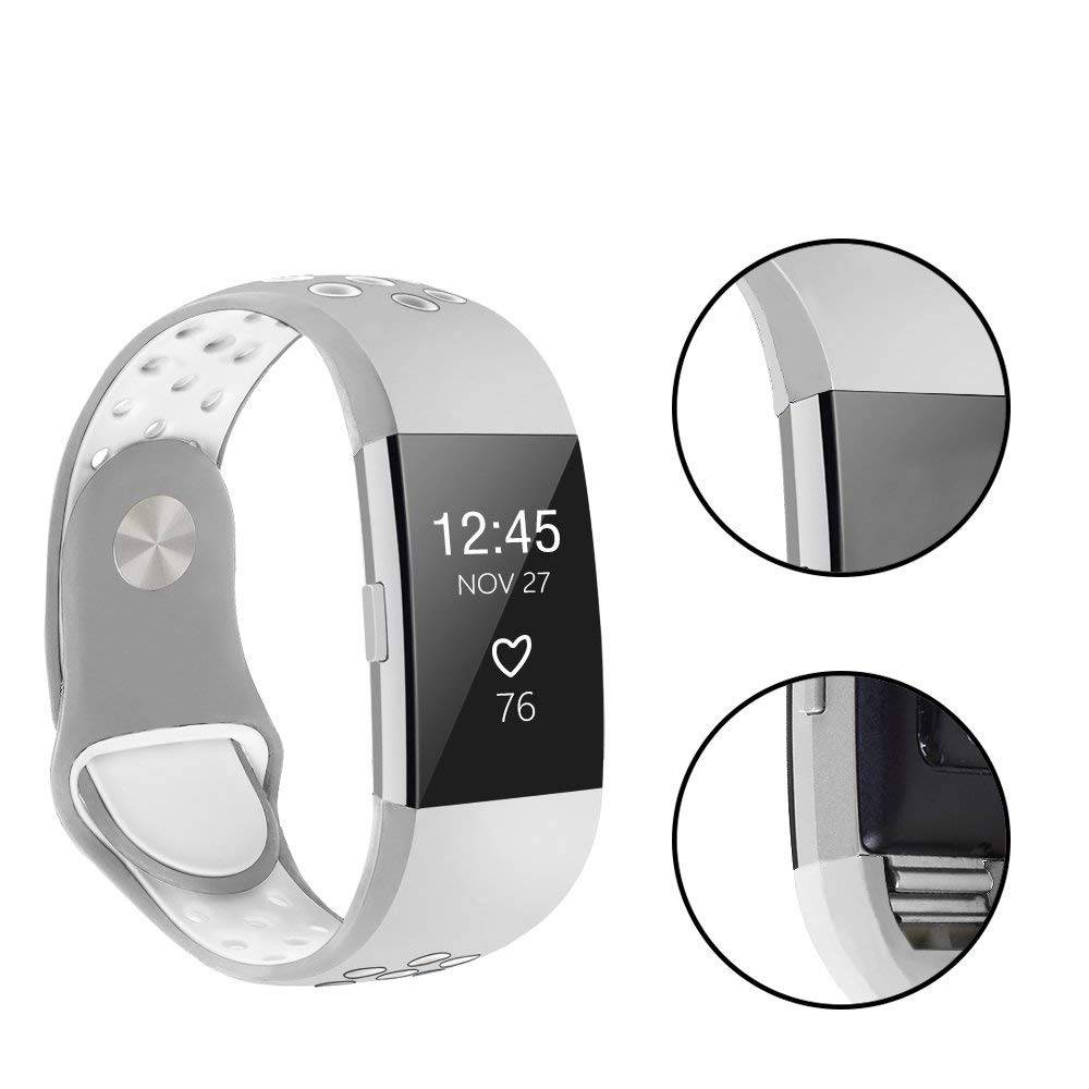 Bracelet sport double Fitbit Charge 2 - gris blanc