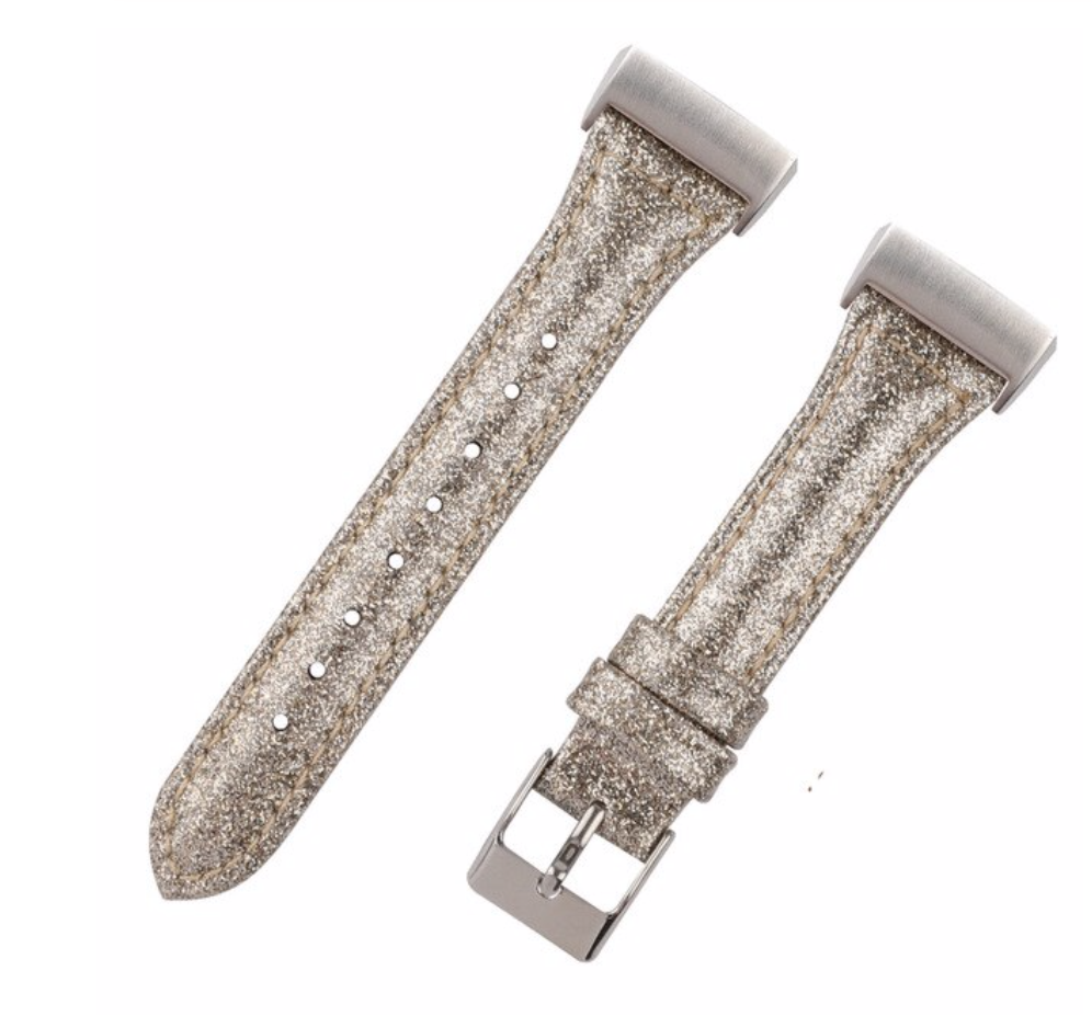 Bracelet paillettes en cuir Fitbit Charge 3 & 4 - or