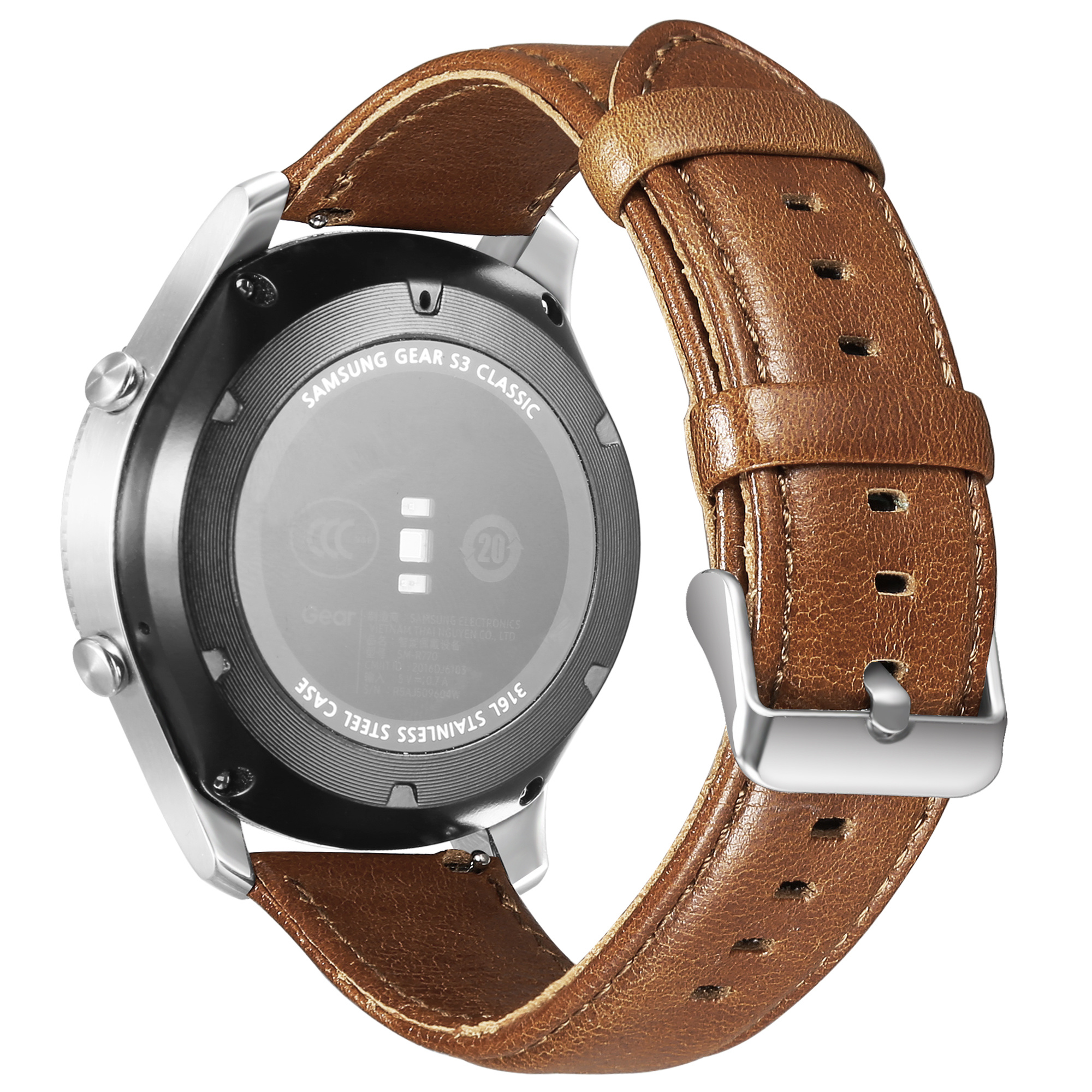 Bracelet véritable en cuir Samsung Galaxy Watch - marron clair