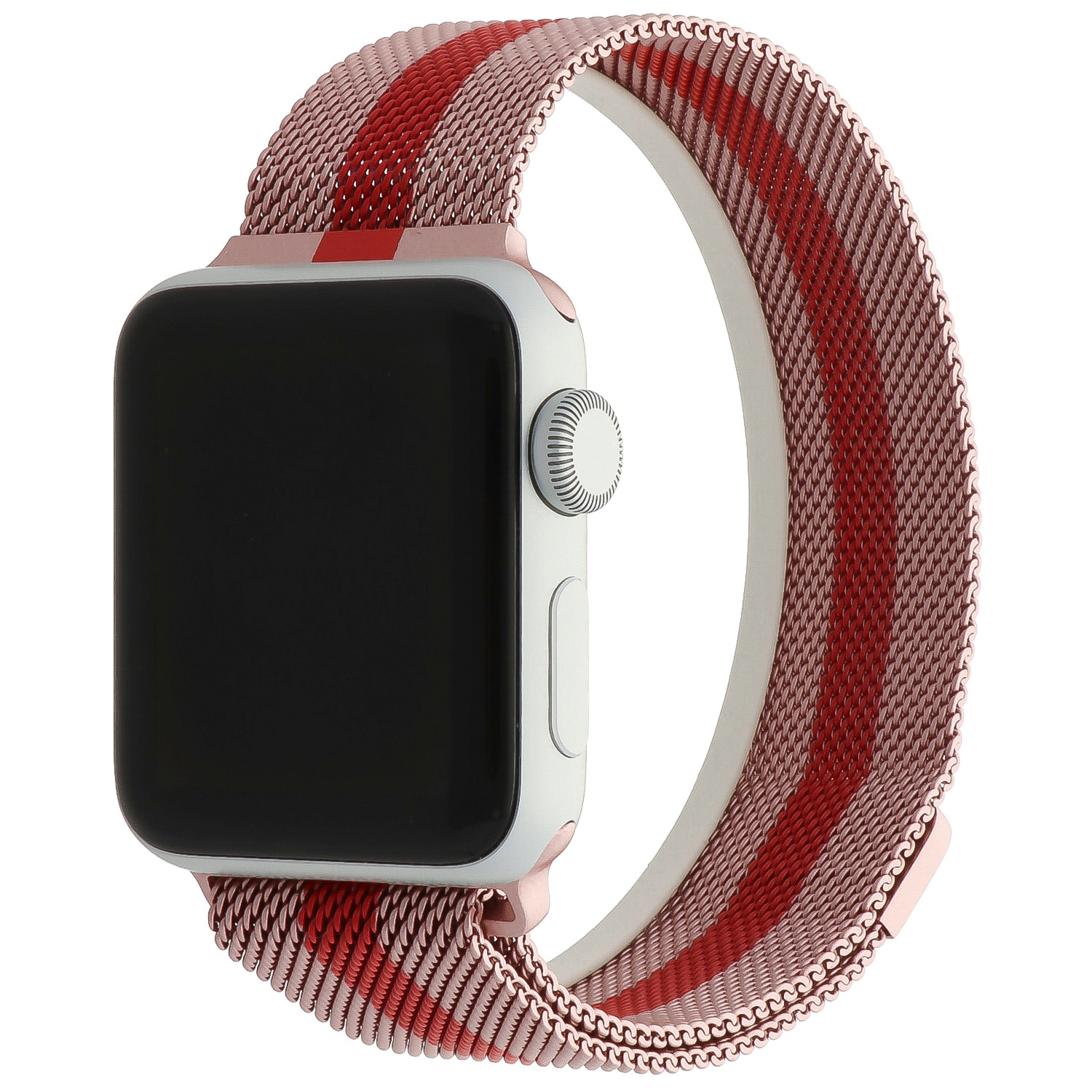 Bracelet milanais Apple Watch - rayée rose rouge