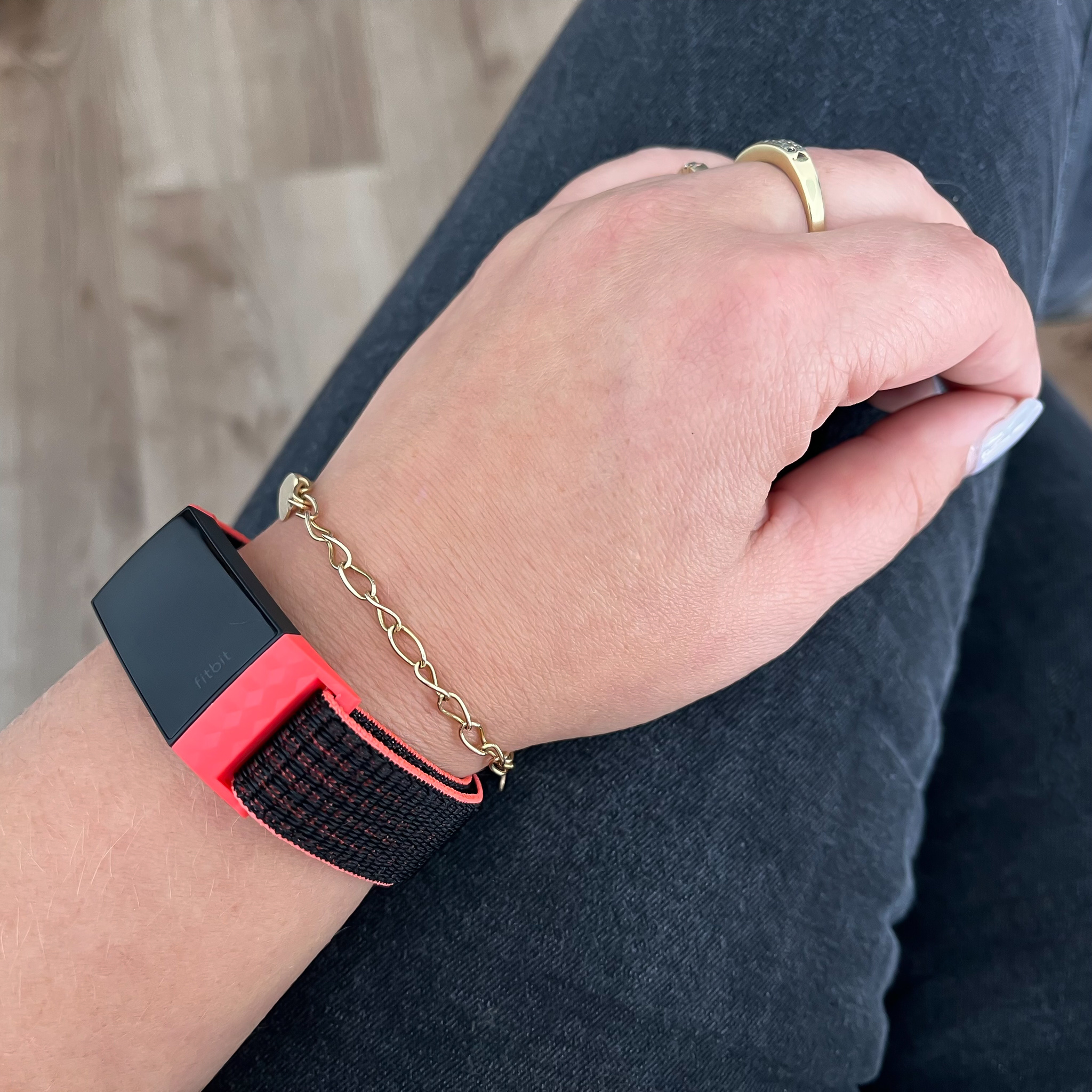 Bracelet boucle sport en nylon Fitbit Charge 3 & 4 - rose noir
