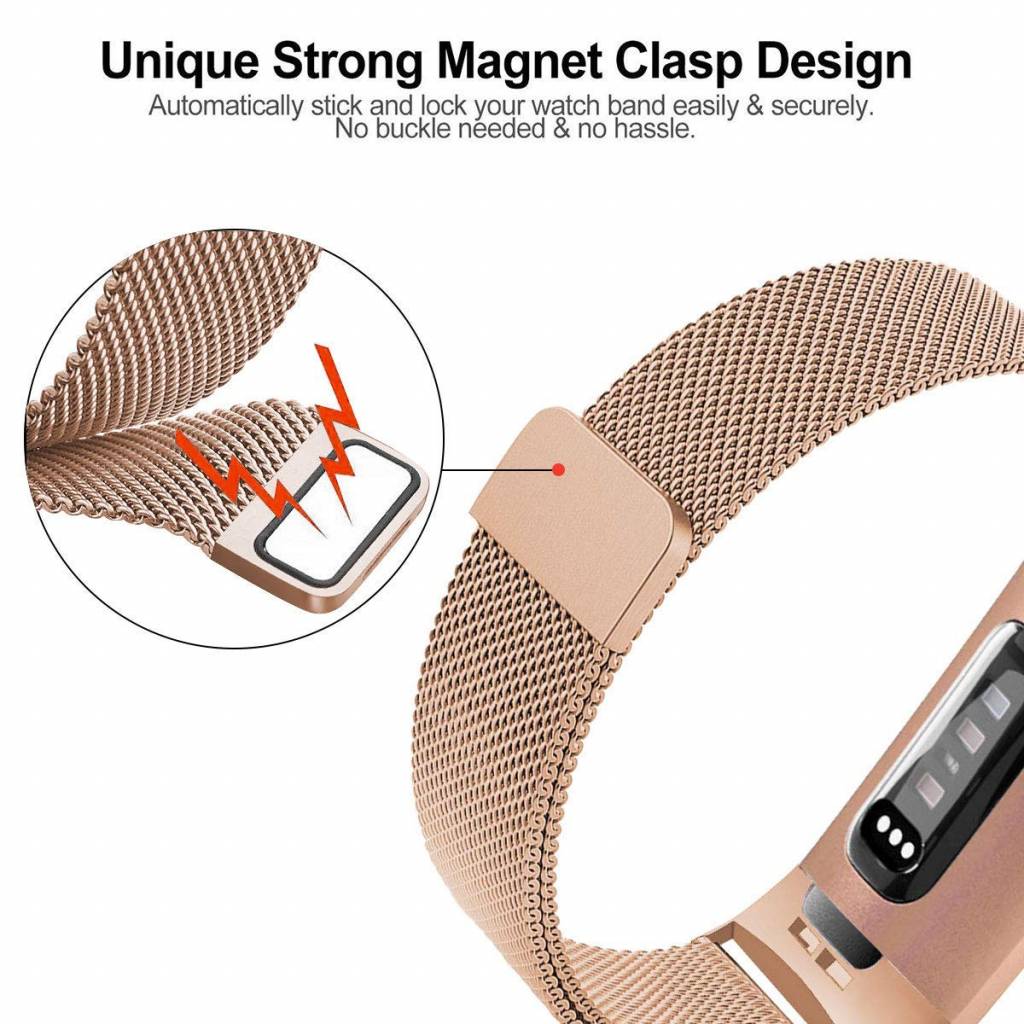Bracelet milanais Fitbit Charge 3 & 4 - or rose