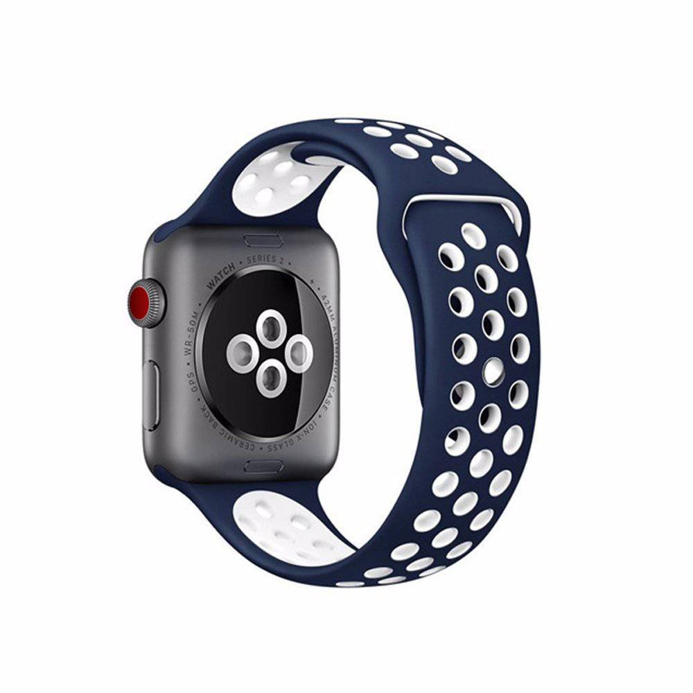 Bracelet sport double Apple Watch - bleu et blanc