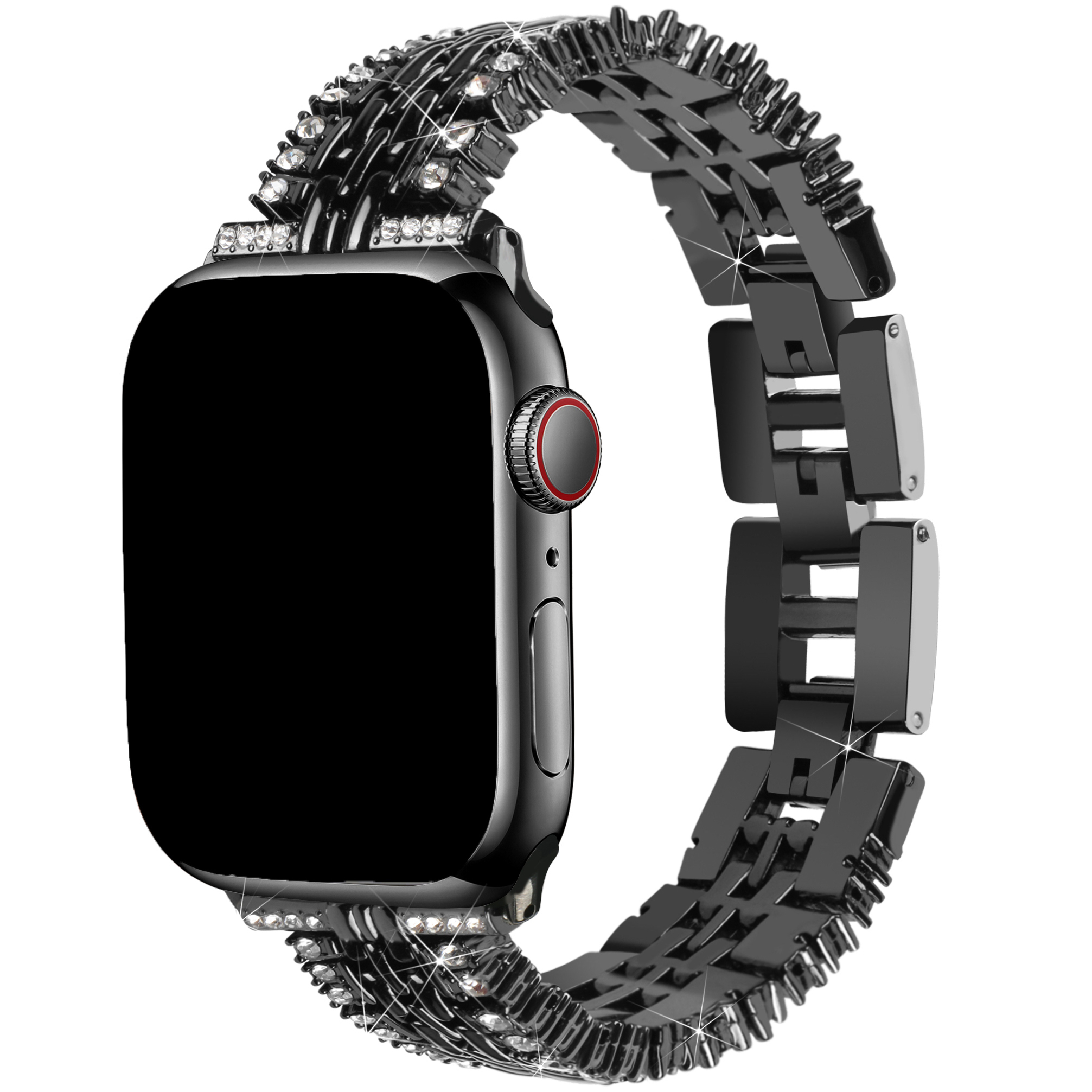 Bracelet acier en diamant Eline Apple Watch - noir