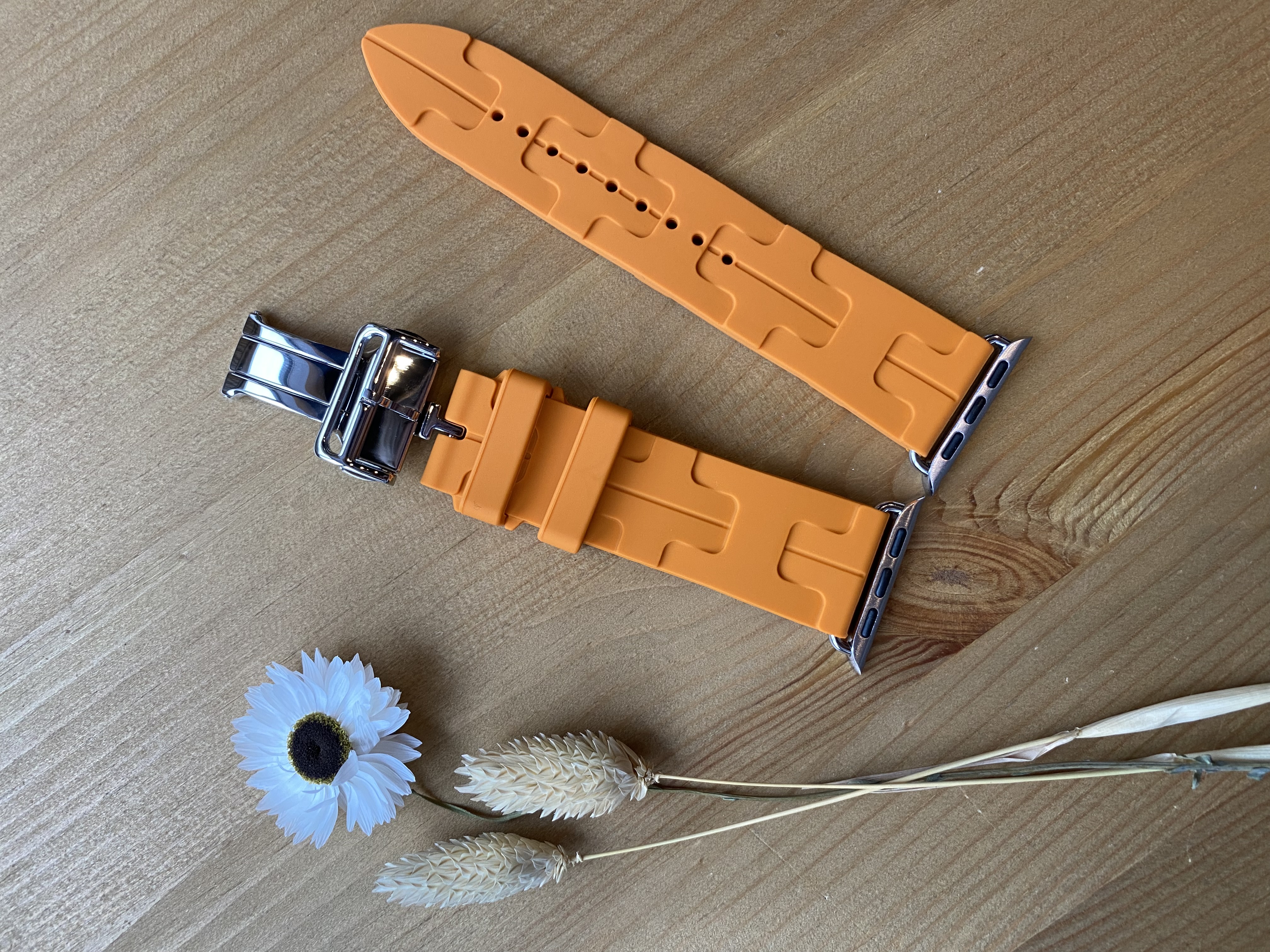 Bracelet sport Hermès simple tour kilim Apple Watch - orange