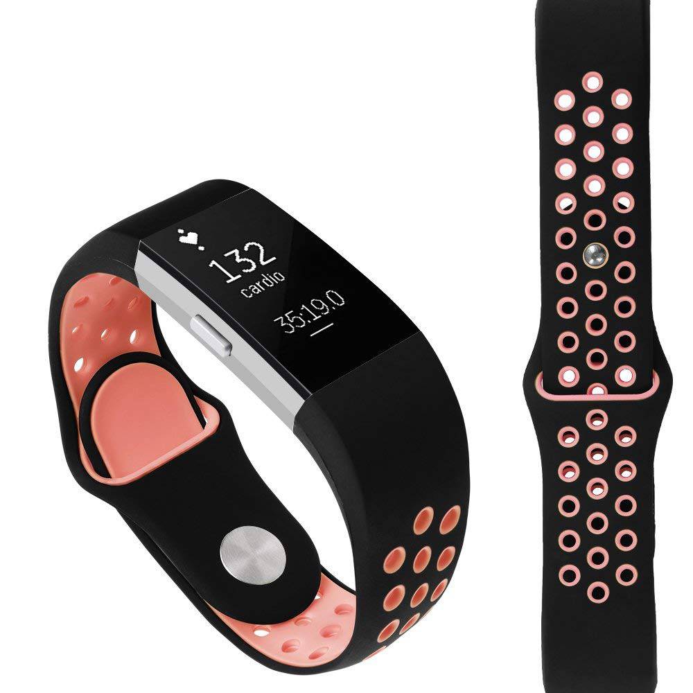 Bracelet sport double Fitbit Charge 2 - noir rose