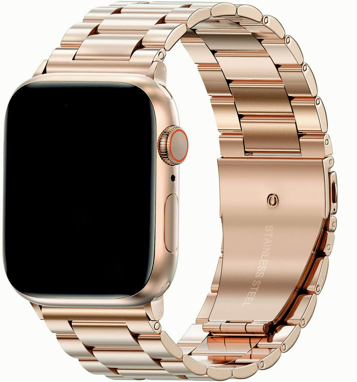 Bracelet acier perles Apple Watch - or rose