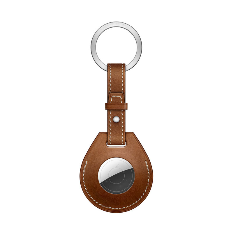 Porte-clés anneau en cuir AirTag - marron