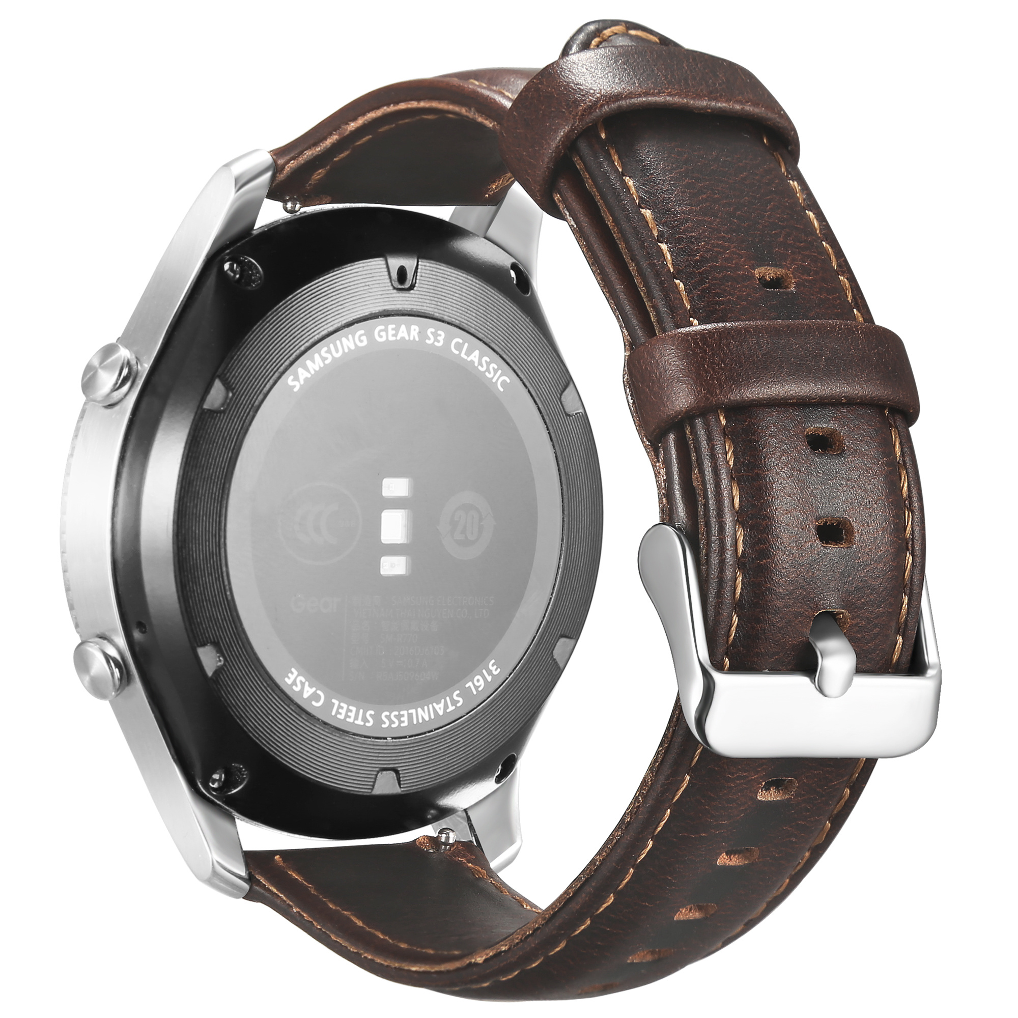 Bracelet véritable en cuir Samsung Galaxy Watch - marron foncé