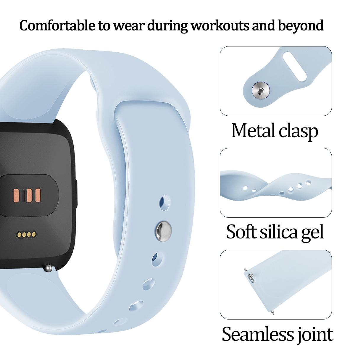 Bracelet sport en silicone Fitbit Versa - bleu clair