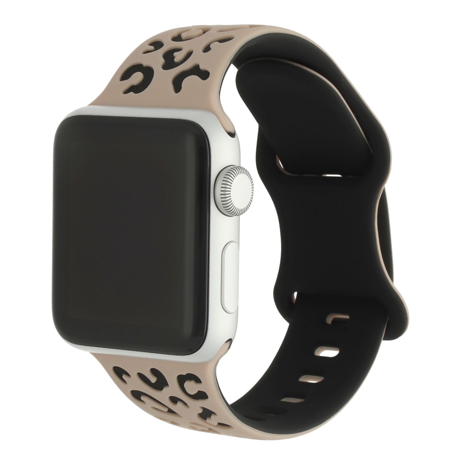 Bracelet silicone léopard wild Apple Watch - Marron clair Noir