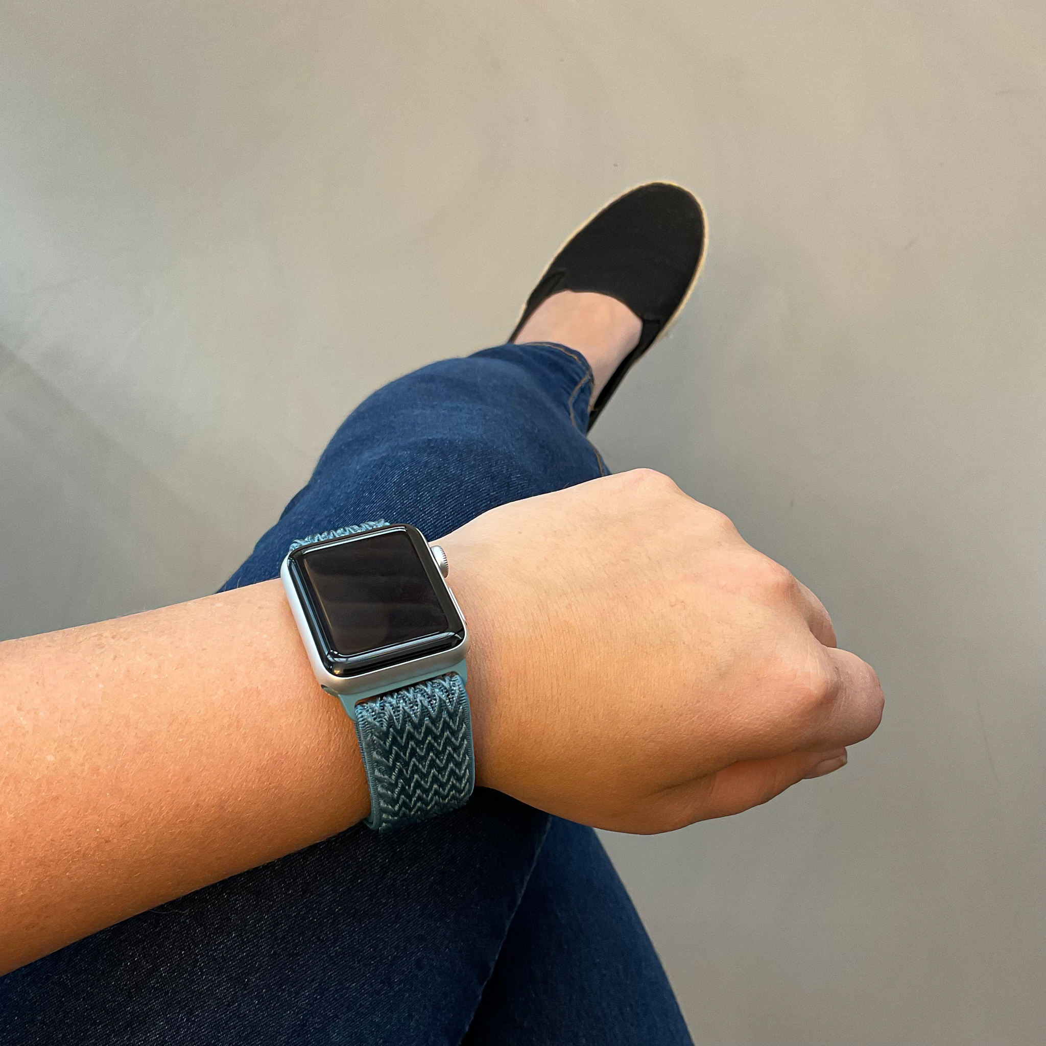 Bracelet nylon solo Apple Watch - printemps cyan