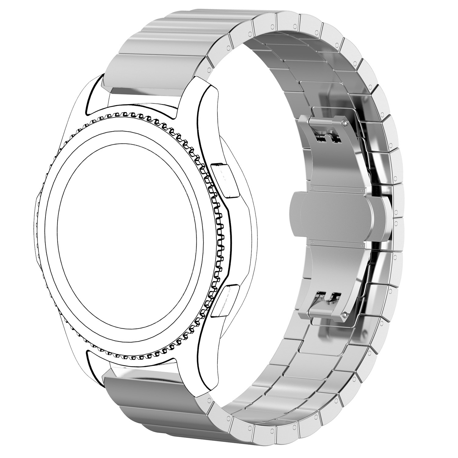 Bracelet acier maillons Samsung Galaxy Watch - argent