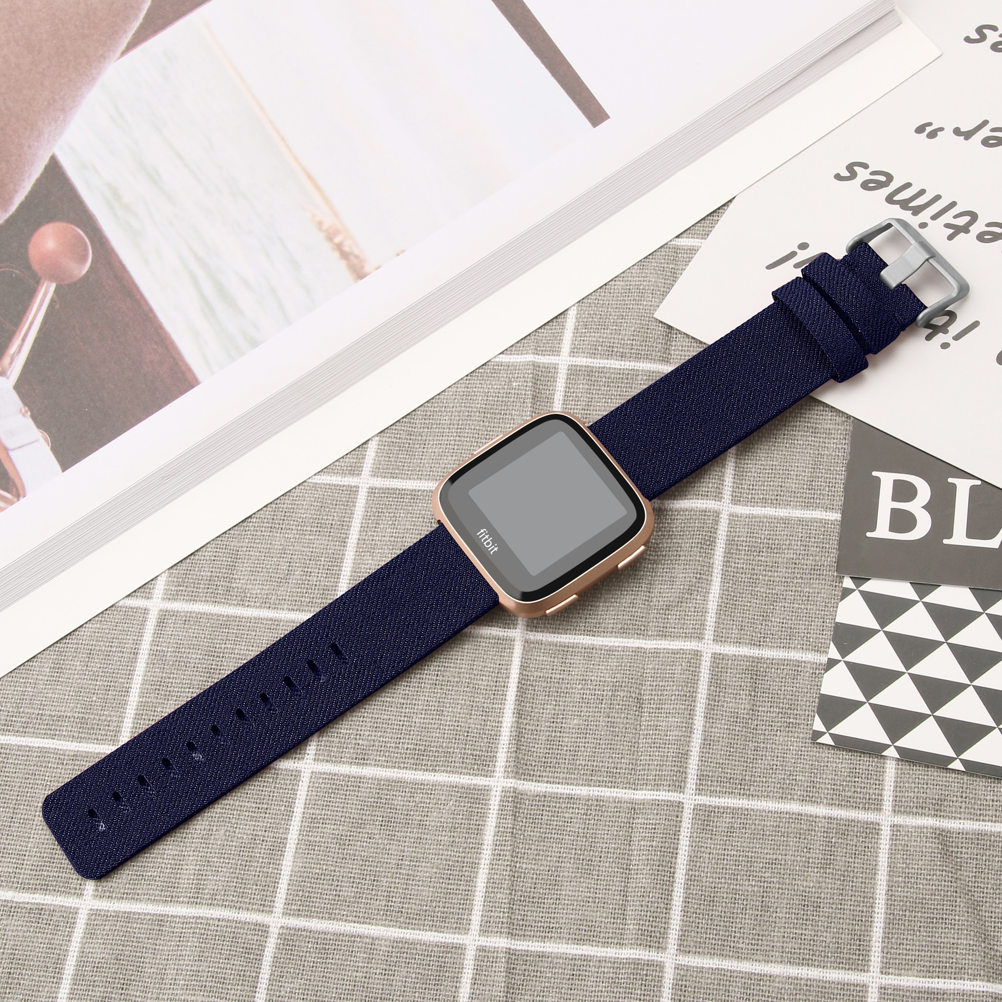 Bracelet boucle sport en nylon Fitbit Versa - bleu