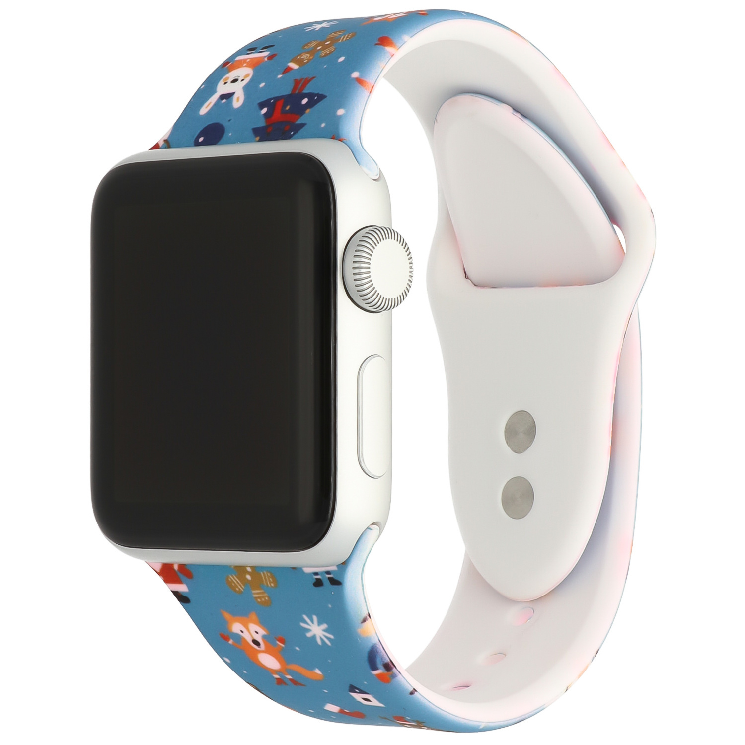 Bracelet sport imprimé Apple Watch - bleu de Noël