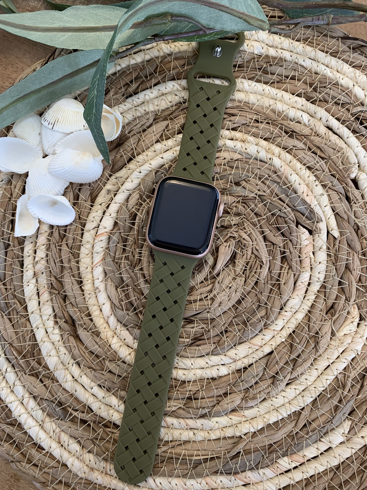Bracelet sport tressé Apple Watch - vert olive