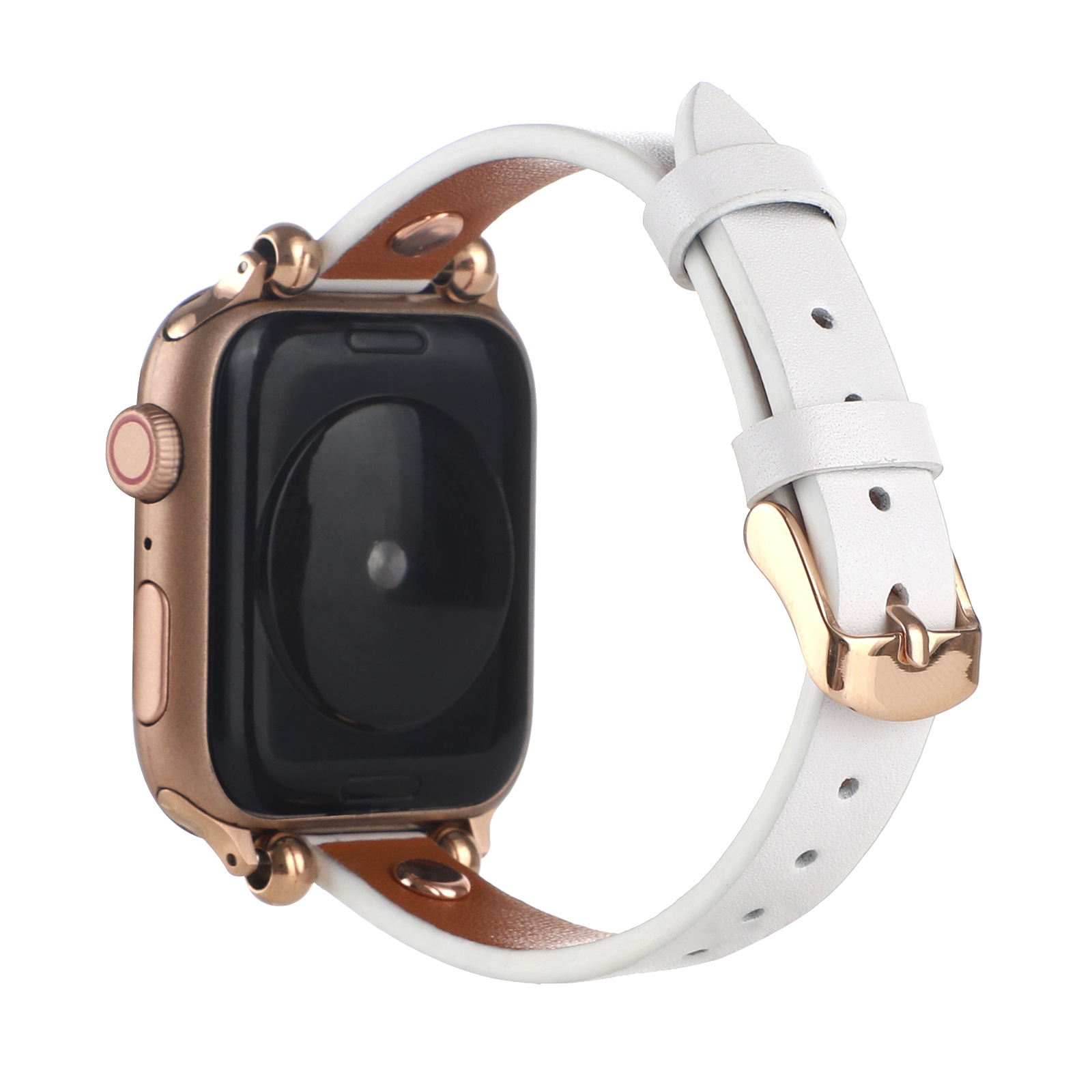 Bracelet en cuir fin Apple Watch - blanc