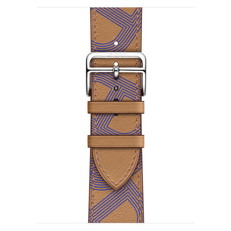 Bracelet en cuir simple tour Apple Watch - brun bleu