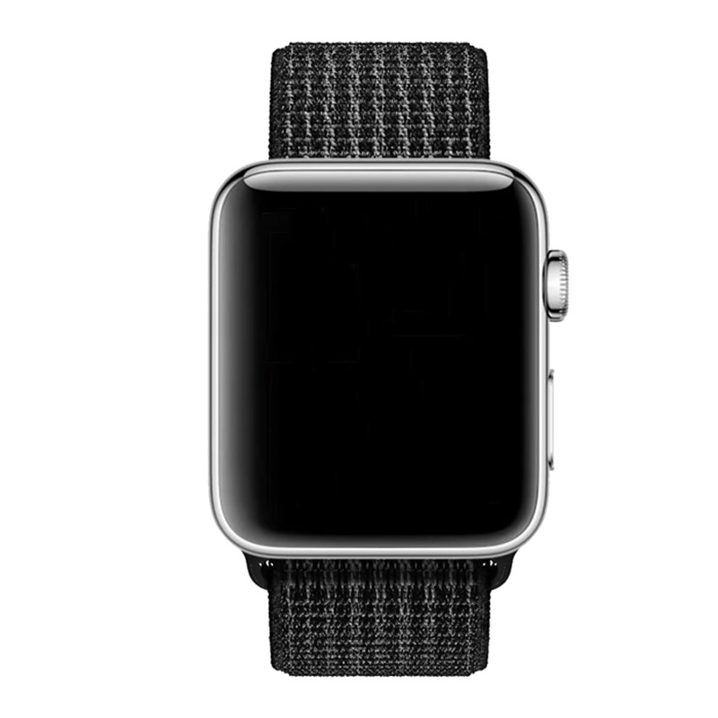 Bracelet boucle sport en nylon Apple Watch - réflecteur noir