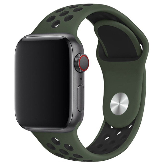 Bracelet sport double Apple Watch - vert armée noir